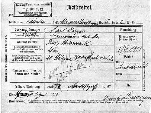 Carl Mayer registration Vienna